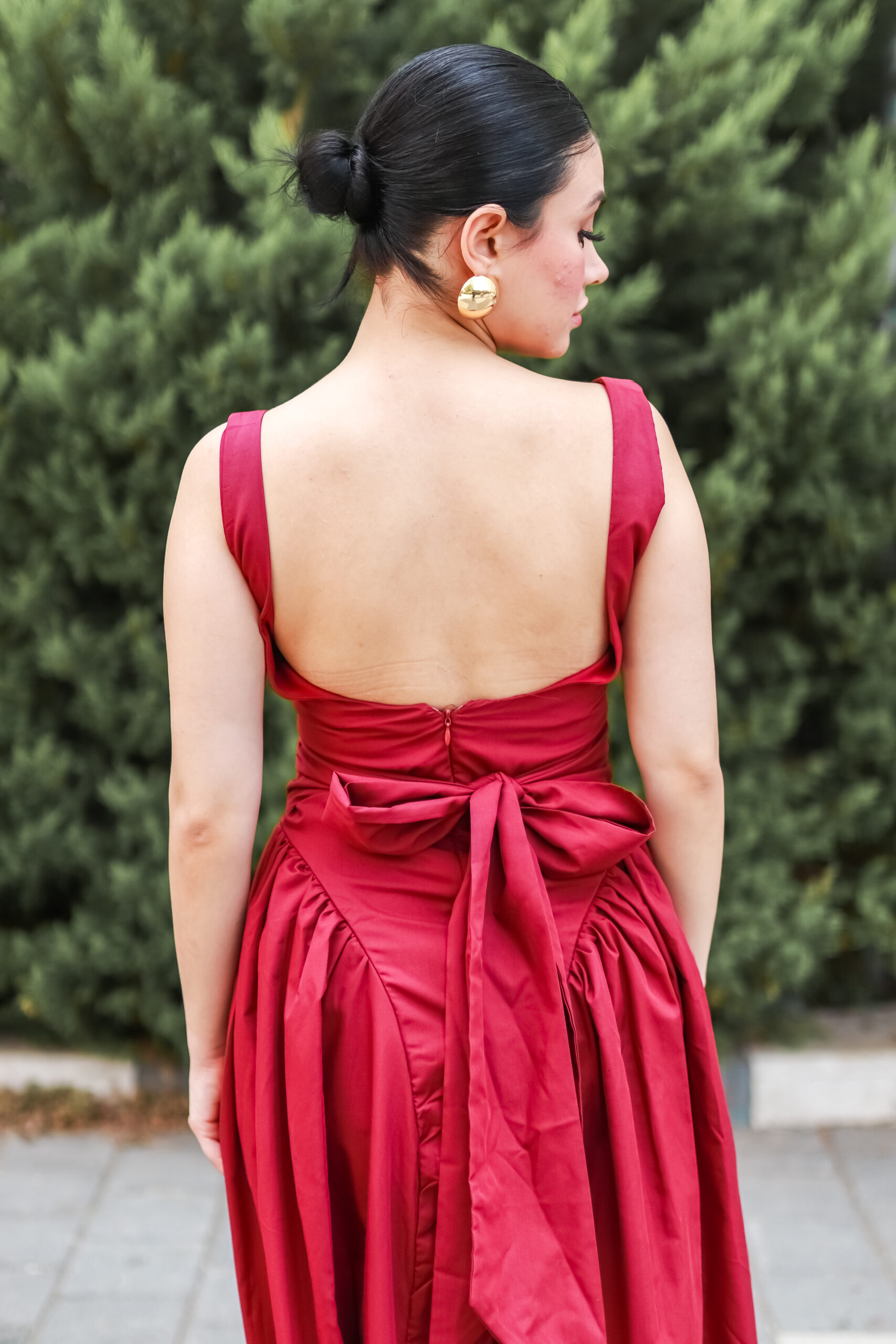 Belden Bağlamalı Midi Boy Elbise - Görsel 3